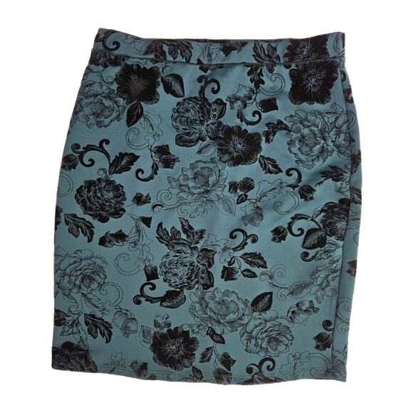 Women's Size 2x Skirt Green Velvet Floral Flocked Gothic whimsigoth Fairy Magic - Picture 1 of 7